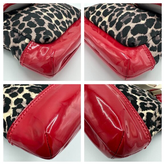⭐️⭐️SOLD⭐️⭐️ Y2K Coach Park Ocelot Leopard Print Crossbody - Black/Red Patent - Picture 11 of 15